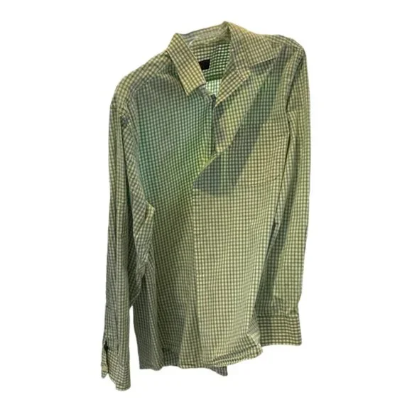 Egara | Shirts | Mens Egara Lime Green Gingham Check Button Up Dress Shirt  Size L | Poshmark